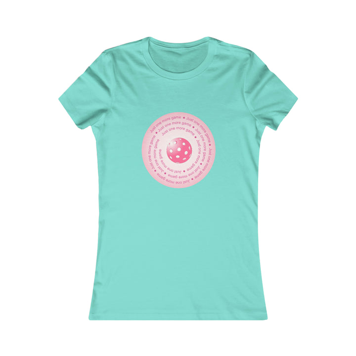 Just One More Game-Pink Women's Slim-Fit Premium Cotton T-Shirt - Great Pickleball Stuff