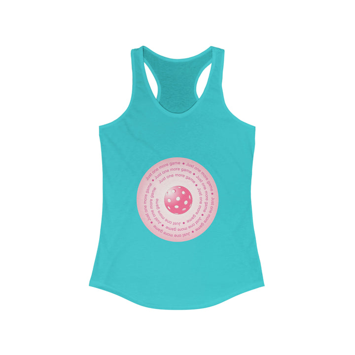 Just One More Game-Pink Women's Racerback Tank - Great Pickleball Stuff