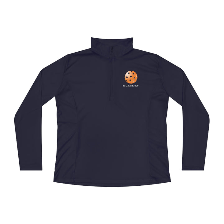 Pickleball for Life-Orange Women's Moisture-Wicking Quarter-Zip Pullover - Great Pickleball Stuff