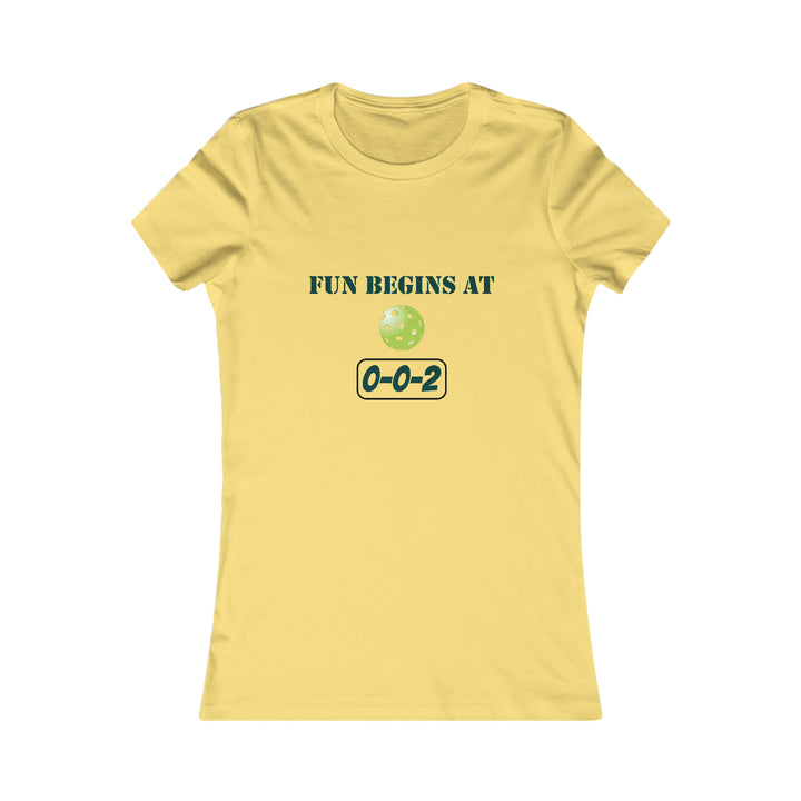 Fun Begins at 0-0-2 Women's Slim-Fit Premium Cotton T-Shirt - Great Pickleball Stuff