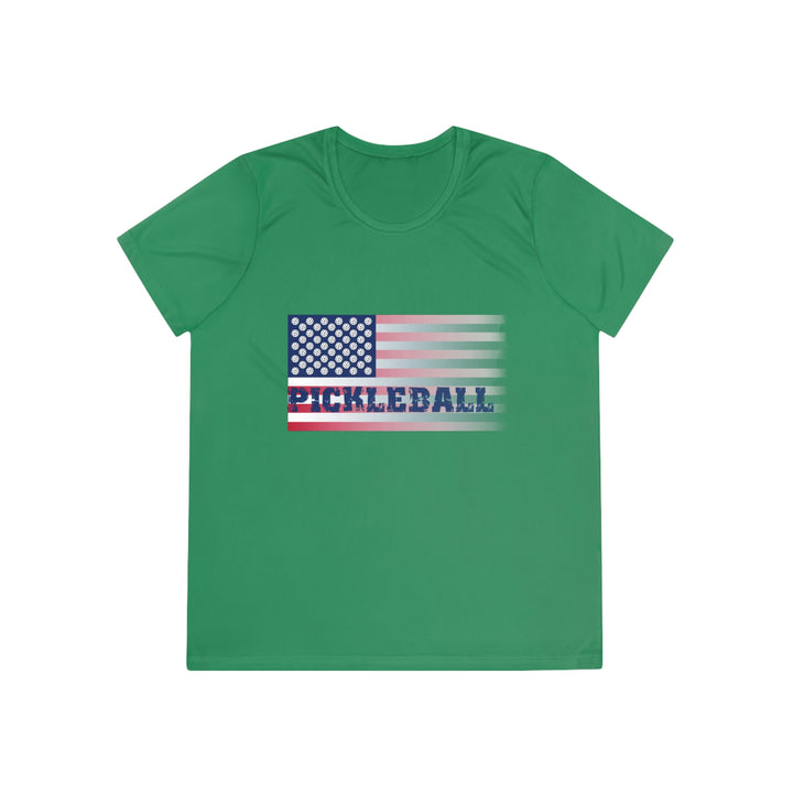 Pickleball Flag (Faded) Women's Moisture-Wicking T-Shirt - Great Pickleball Stuff