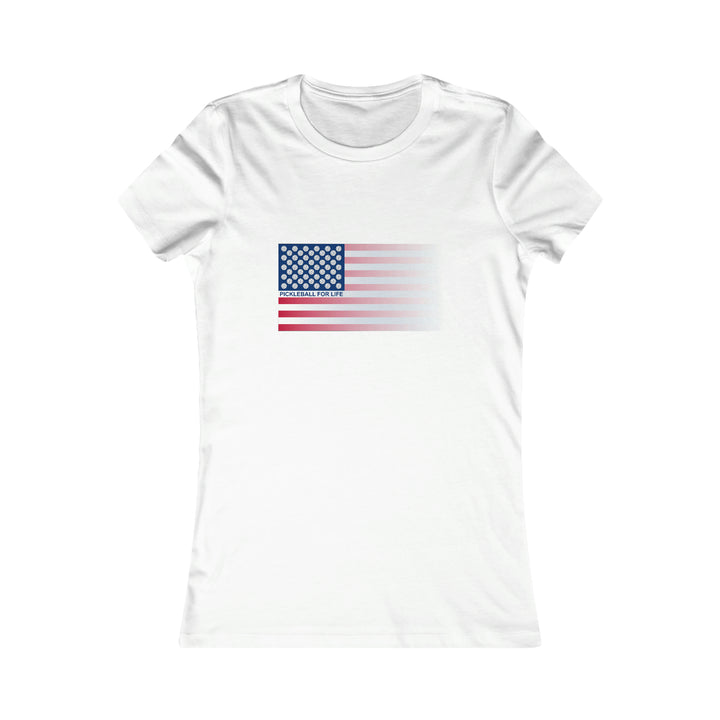 Pickleball for Life Flag (Faded) Women's Slim-Fit Premium Cotton T-Shirt - Great Pickleball Stuff