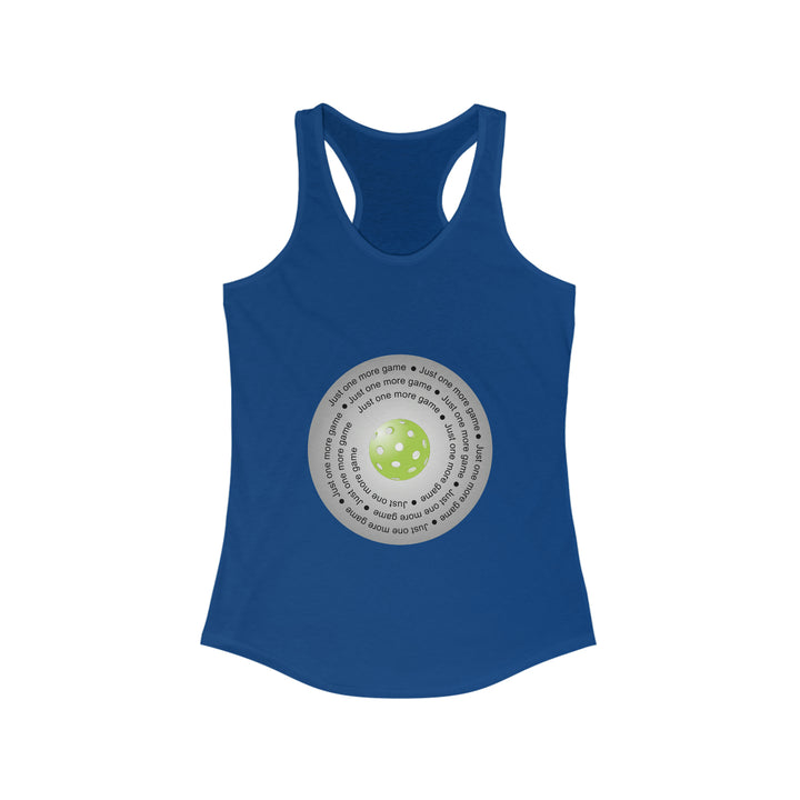 Just One More Game-Silver Women's Racerback Tank - Great Pickleball Stuff