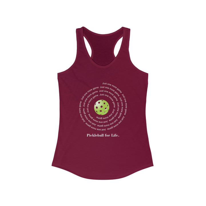 Just One More Game-Spiral Women's Racerback Tank - Great Pickleball Stuff