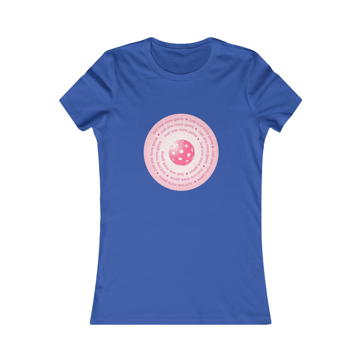 Just One More Game-Pink Women's Slim-Fit Premium Cotton T-Shirt - Great Pickleball Stuff