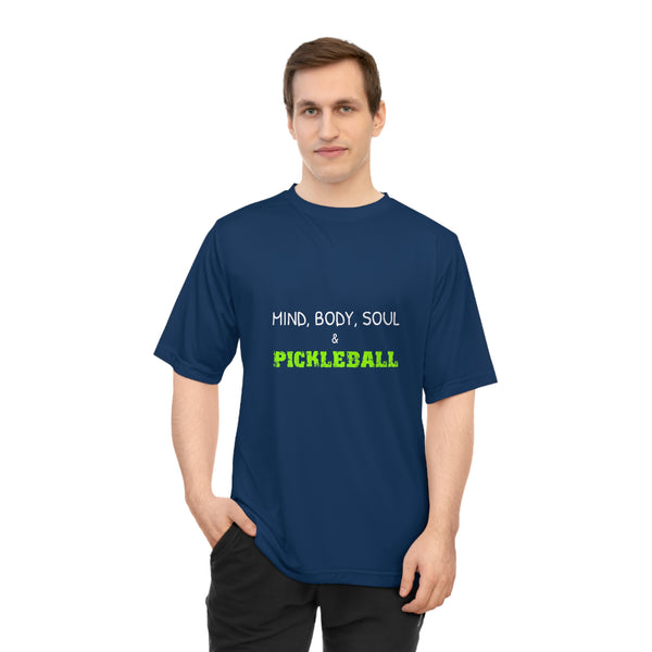 Mind, Body, Soul & Pickleball Unisex Moisture-Wicking T-Shirt - Great Pickleball Stuff