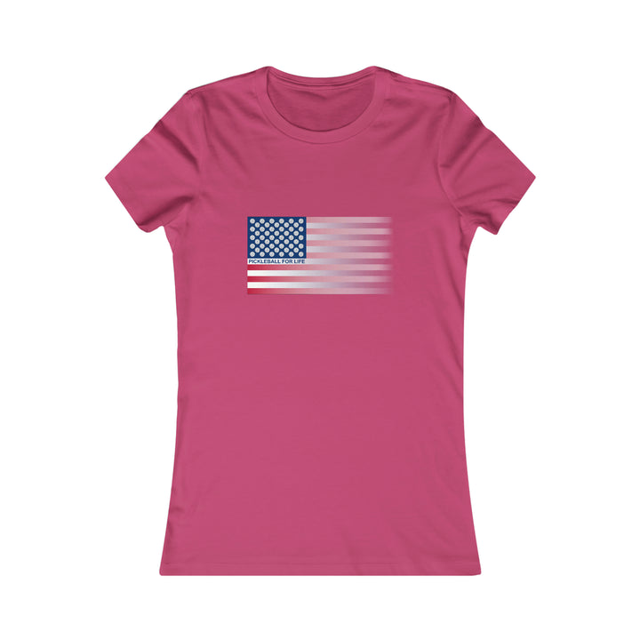 Pickleball for Life Flag (Faded) Women's Slim-Fit Premium Cotton T-Shirt - Great Pickleball Stuff