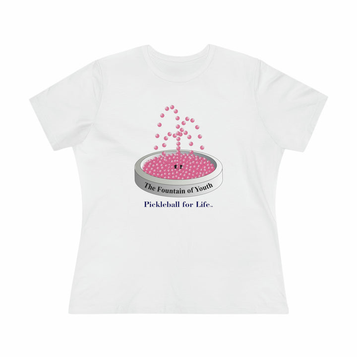 The Pickleball Fountain-Pink Women's Relaxed-Fit T-Shirt - Great Pickleball Stuff