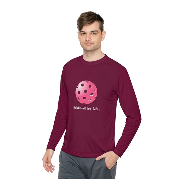 Pickleball for Life-Pink Unisex Moisture-Wicking Long Sleeve Tee - Great Pickleball Stuff