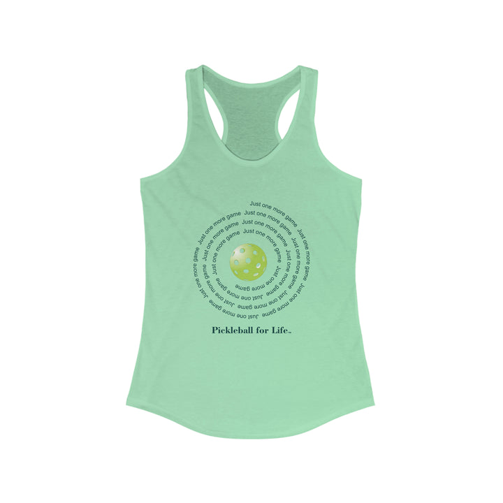 Just One More Game-Spiral Women's Racerback Tank - Great Pickleball Stuff