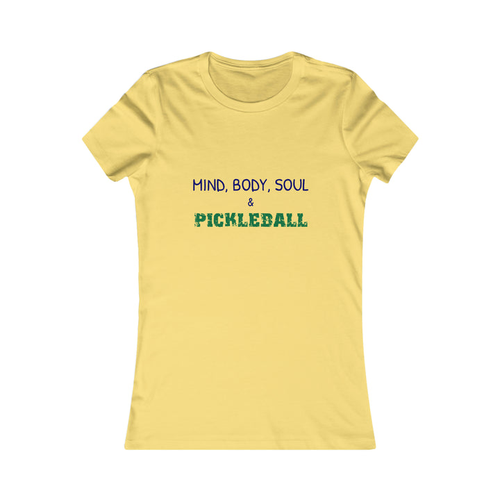 Mind, Body, Soul & Pickleball Women's Slim-Fit Premium Cotton T-Shirt - Great Pickleball Stuff