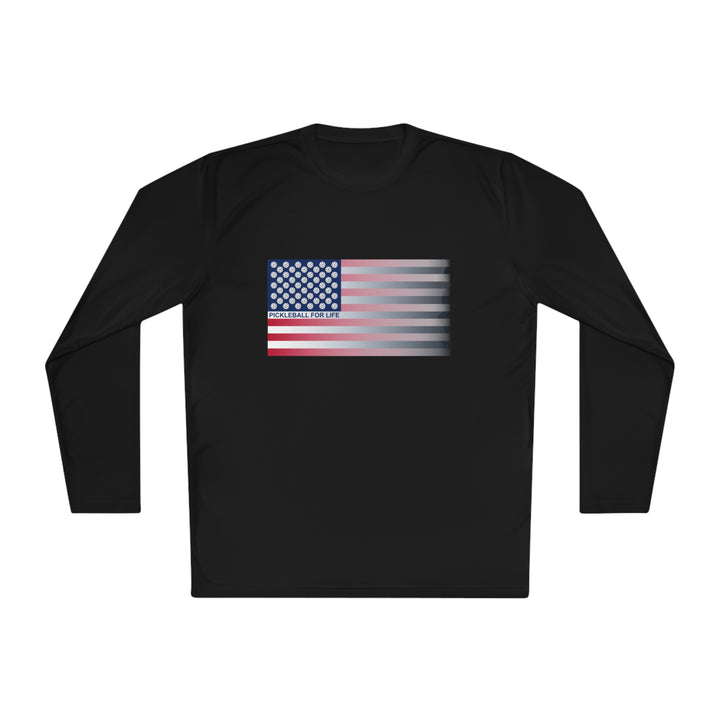 Pickleball for Life Flag (Faded) Unisex Moisture-Wicking Long Sleeve Tee - Great Pickleball Stuff