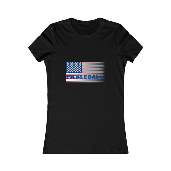 Pickleball Flag (Faded) Women's Slim-Fit Premium Cotton T-Shirt - Great Pickleball Stuff