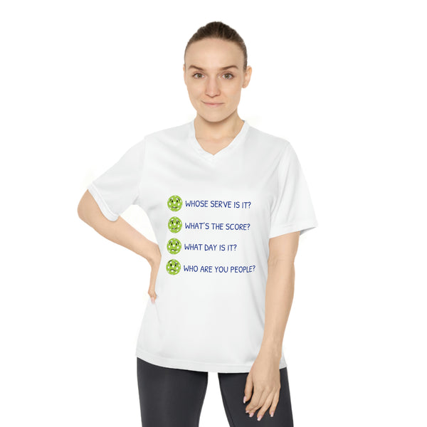 Who Are You People? Women's Moisture-Wicking V-Neck T-Shirt - Great Pickleball Stuff