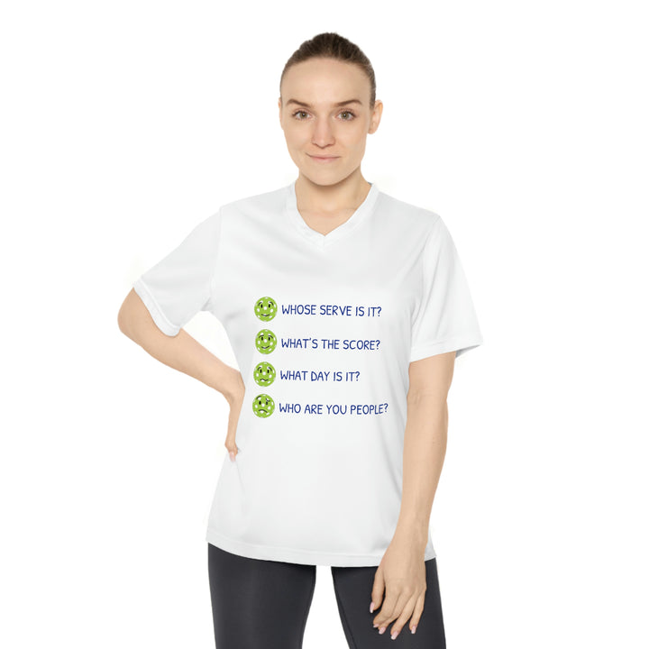 Who Are You People? Women's Moisture-Wicking V-Neck T-Shirt - Great Pickleball Stuff