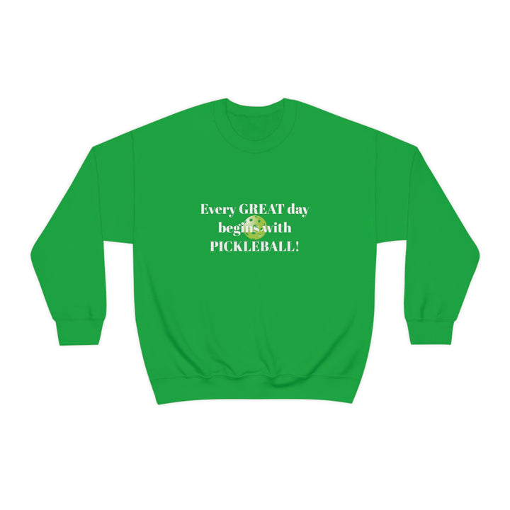 Every Great Day Begins with Pickleball! Unisex Crewneck Sweatshirt - Great Pickleball Stuff