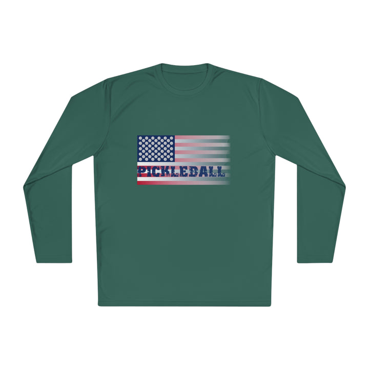 Pickleball Flag (Faded) Unisex Moisture-Wicking Long Sleeve Tee - Great Pickleball Stuff