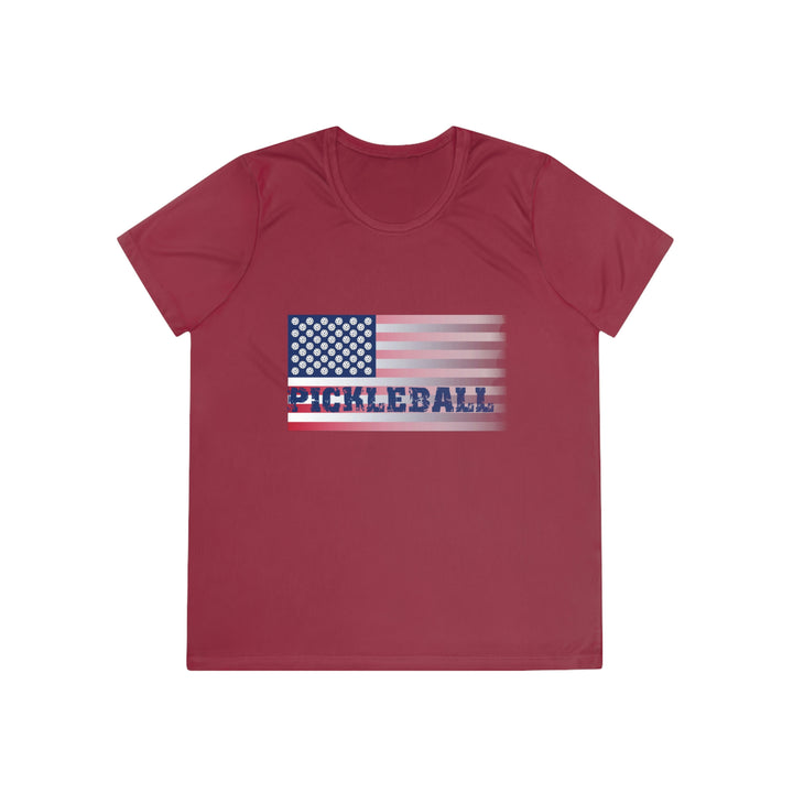 Pickleball Flag (Faded) Women's Moisture-Wicking T-Shirt - Great Pickleball Stuff