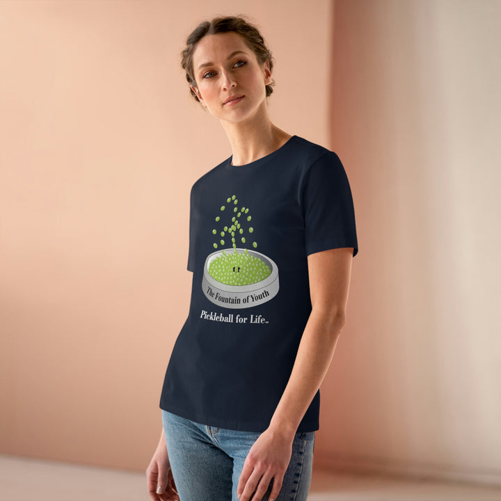 The Pickleball Fountain-Green Women's Relaxed-Fit T-Shirt - Great Pickleball Stuff