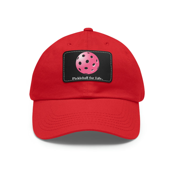 Pickleball for Life-Pink Pickleball Cap with Leather Patch - Great Pickleball Stuff