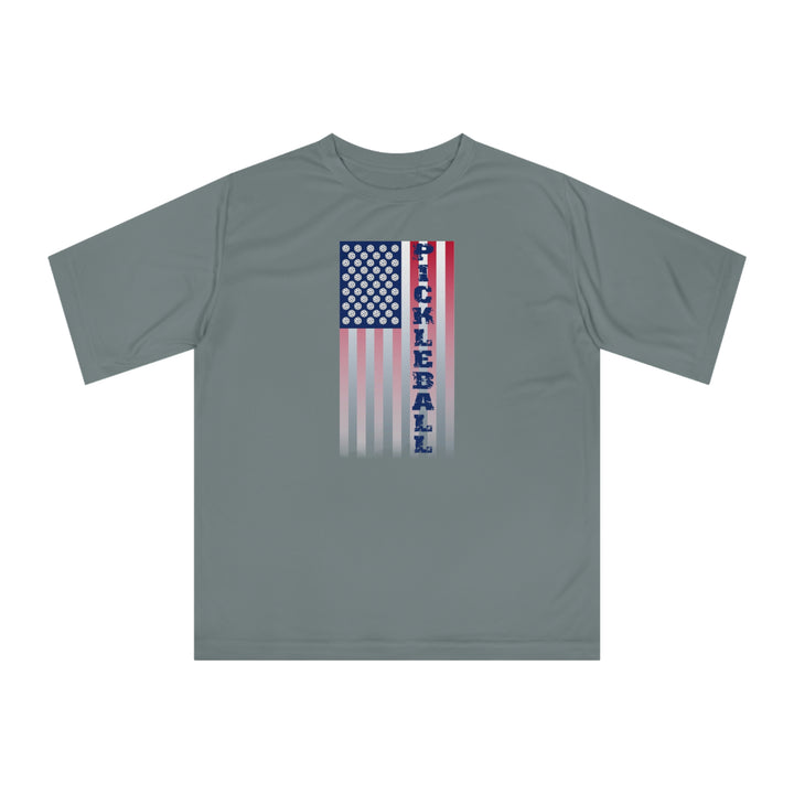 Pickleball Flag Vertical-2 (Faded) Unisex Moisture-Wicking T-Shirt - Great Pickleball Stuff