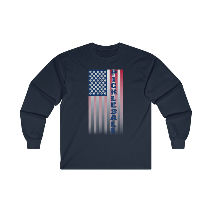 Pickleball Flag Vertical-2 (Faded) Ultra Cotton Long Sleeve Tee - Great Pickleball Stuff