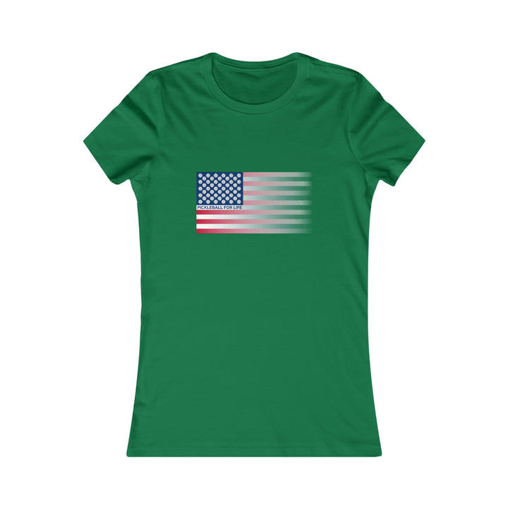 Pickleball for Life Flag (Faded) Women's Slim-Fit Premium Cotton T-Shirt - Great Pickleball Stuff