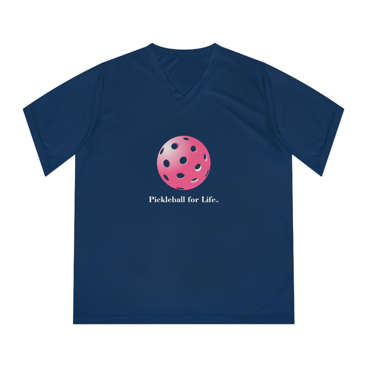 Pickleball for Life-Pink Women's Moisture-Wicking V-Neck T-Shirt - Great Pickleball Stuff