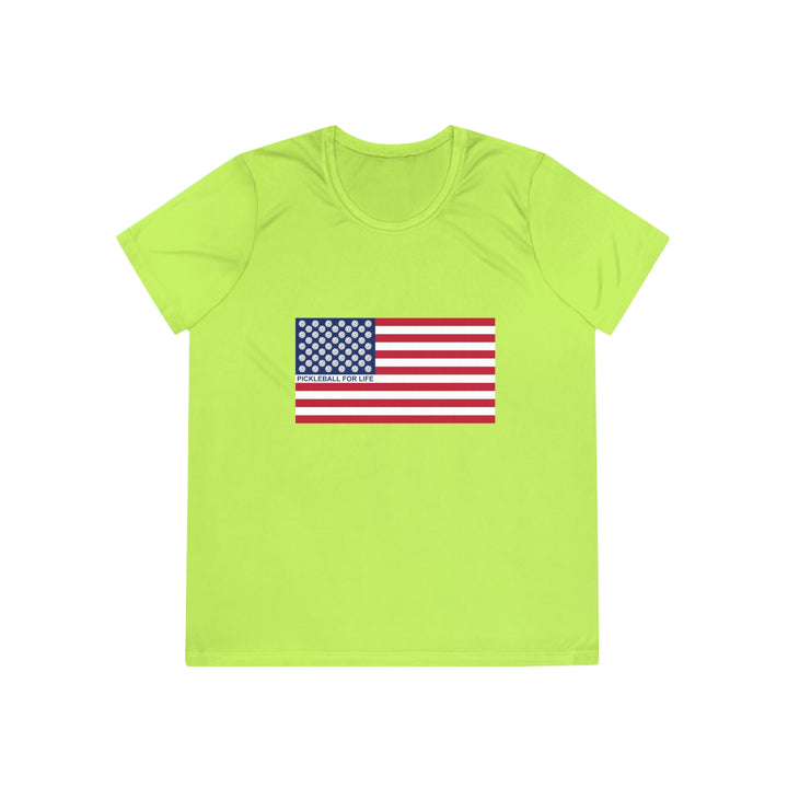 Pickleball for Life Flag Women's Moisture-Wicking T-Shirt - Great Pickleball Stuff