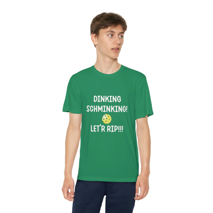 Dinking Schminking Youth Moisture-Wicking T-Shirt - Great Pickleball Stuff