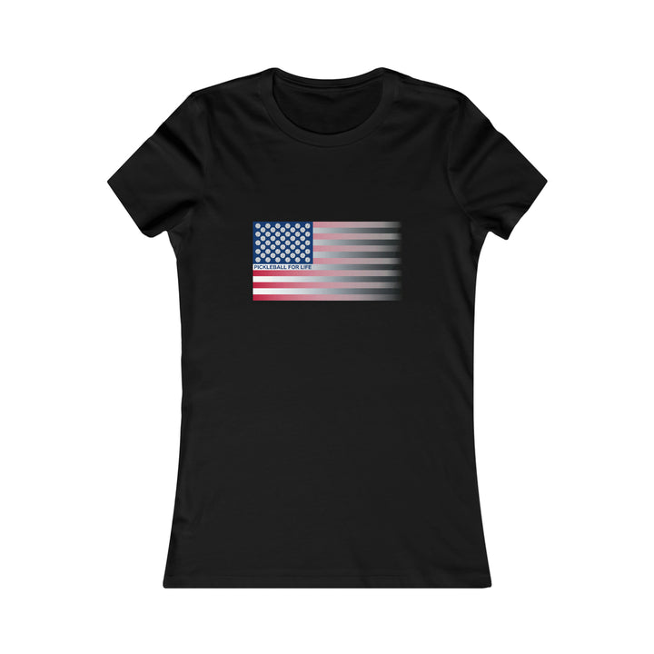 Pickleball for Life Flag (Faded) Women's Slim-Fit Premium Cotton T-Shirt - Great Pickleball Stuff