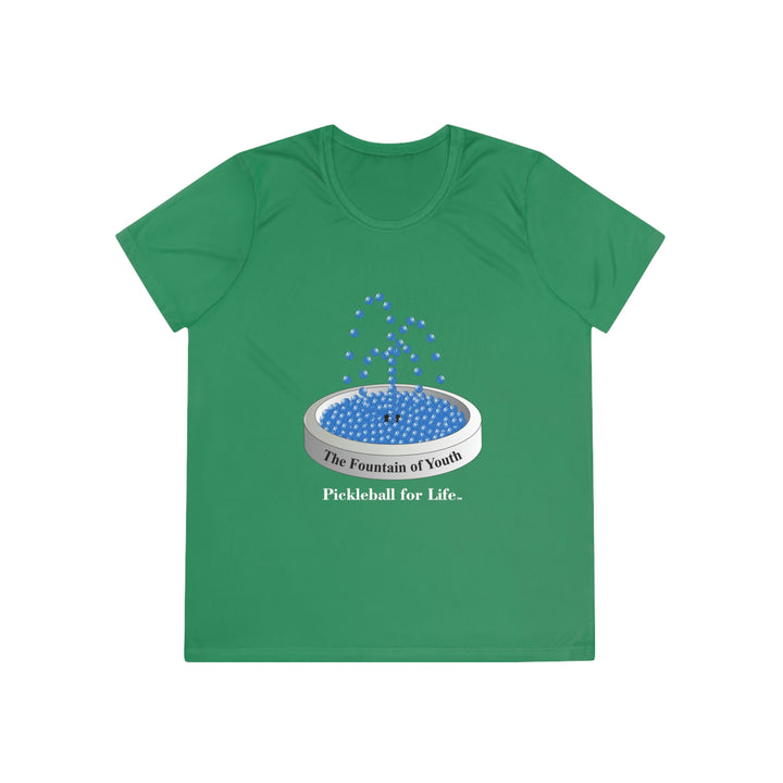 The Pickleball Fountain-Blue Women's Moisture-Wicking T-Shirt - Great Pickleball Stuff