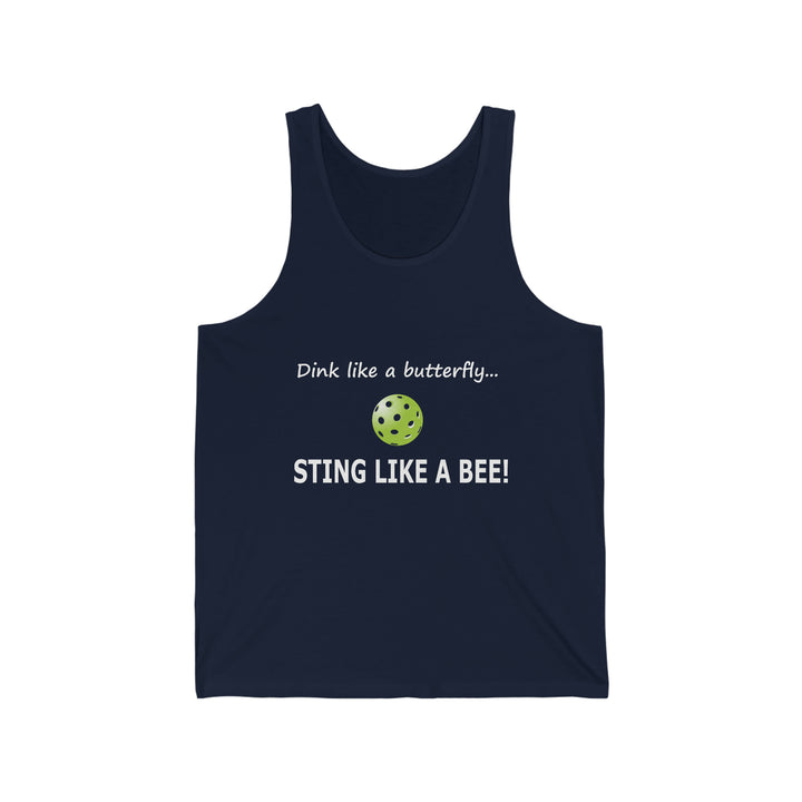 Dink Like a Butterfly, Sting Like a Bee Unisex Cotton Tank - Great Pickleball Stuff