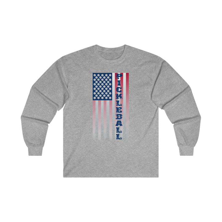 Pickleball Flag Vertical-2 (Faded) Ultra Cotton Long Sleeve Tee - Great Pickleball Stuff