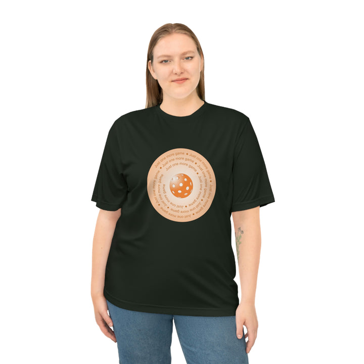 Just One More Game-Orange Unisex Moisture-Wicking T-Shirt - Great Pickleball Stuff