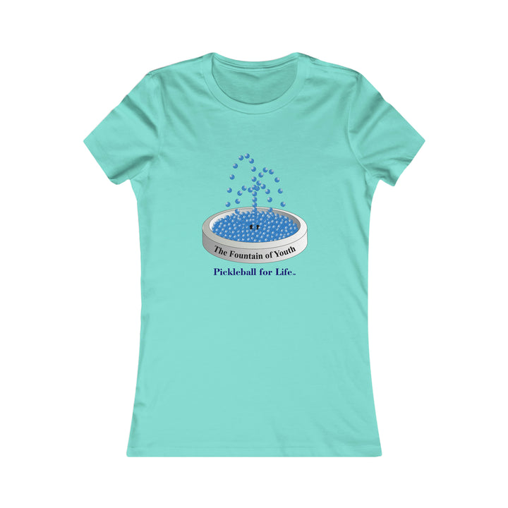 The Pickleball Fountain-Blue Women's Slim-Fit Premium Cotton T-Shirt - Great Pickleball Stuff