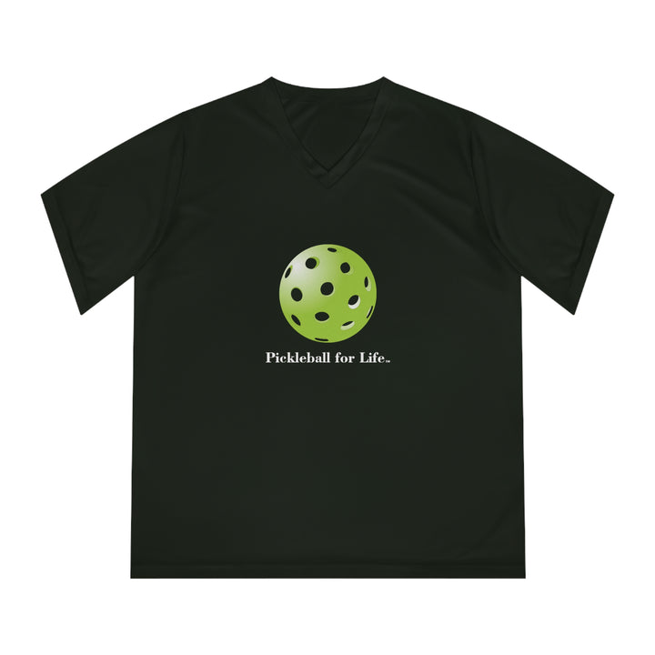 Pickleball for Life-Green Women's Moisture-Wicking V-Neck T-Shirt - Great Pickleball Stuff