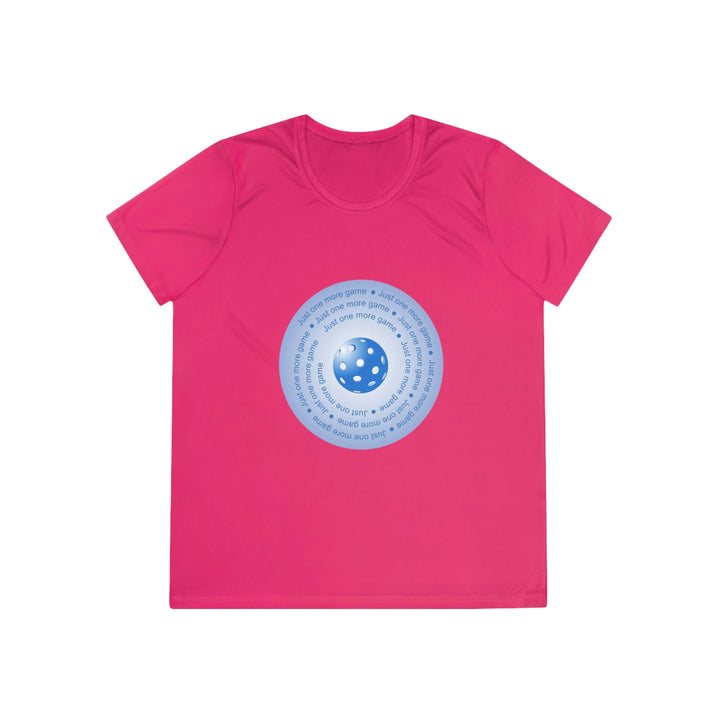 Just One More Game-Blue Women's Moisture-Wicking T-Shirt - Great Pickleball Stuff