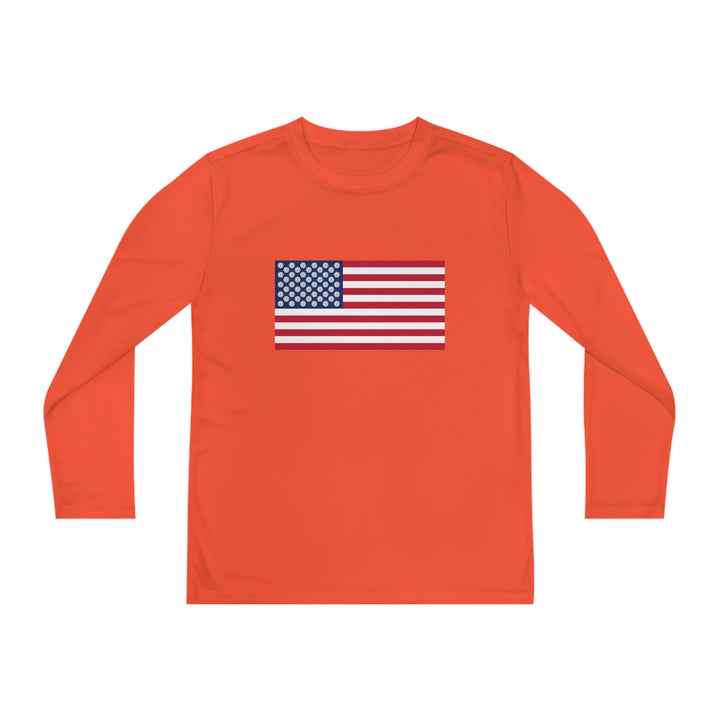 Pickleball Stars Flag Youth Long Sleeve Moisture-Wicking T-Shirt - Great Pickleball Stuff