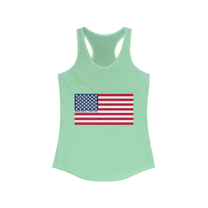 Pickleball for Life Flag Women's Racerback Tank - Great Pickleball Stuff