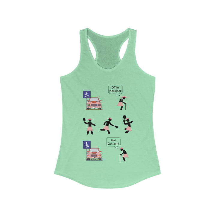 Got'em! (Old Woman) Women's Racerback Tank - Great Pickleball Stuff