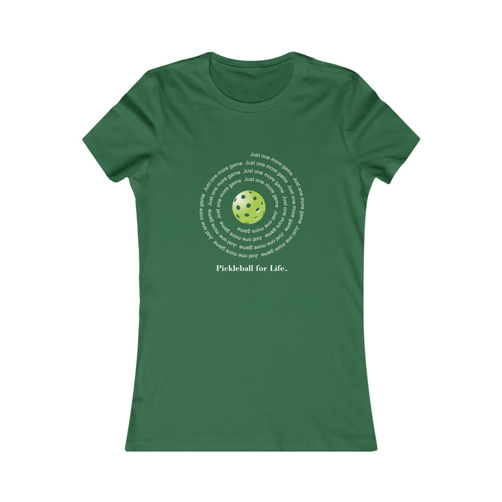 Just One More Game-Spiral Women's Slim-Fit Premium Cotton T-Shirt - Great Pickleball Stuff