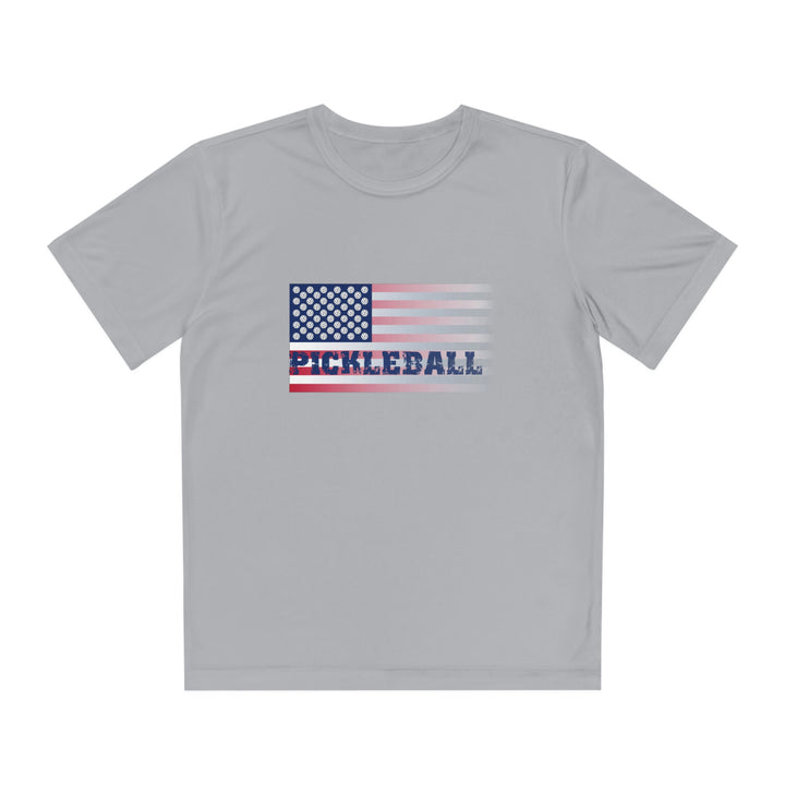 Pickleball Flag (Faded) Youth Moisture-Wicking T-Shirt - Great Pickleball Stuff