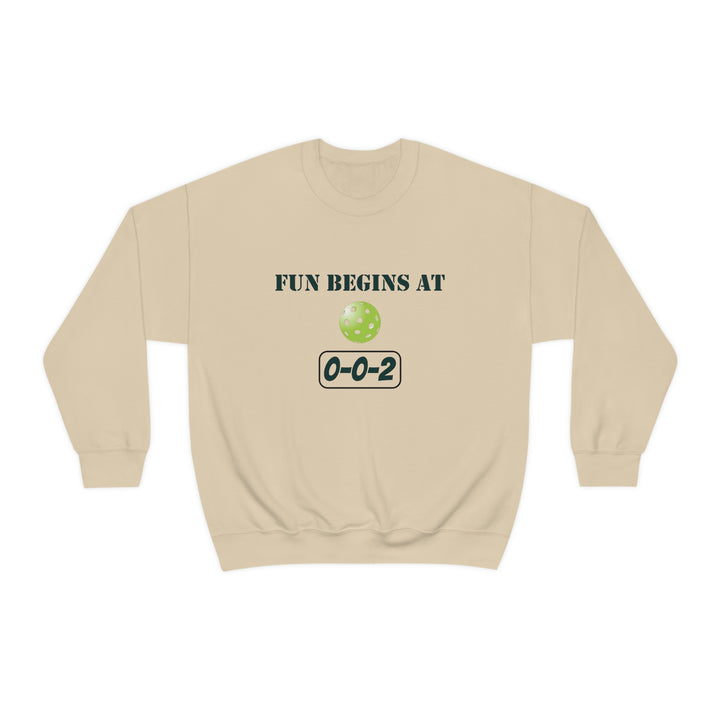 Fun Begins at 0-0-2 Unisex Crewneck Sweatshirt - Great Pickleball Stuff