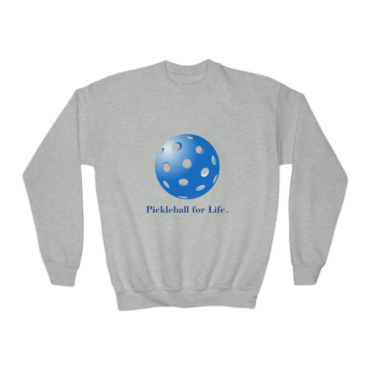 Pickleball for Life-Blue Youth Crewneck Sweatshirt - Great Pickleball Stuff