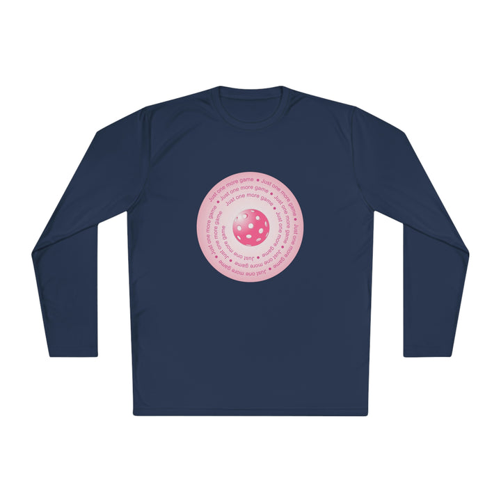 Just One More Game-Pink Unisex Moisture-Wicking Long Sleeve Tee - Great Pickleball Stuff