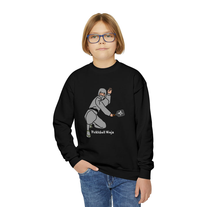 Pickleball Ninja-Male Youth Crewneck Sweatshirt - Great Pickleball Stuff