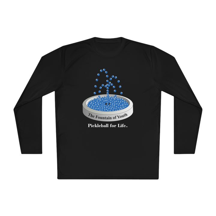 The Pickleball Fountain-Blue Unisex Moisture-Wicking Long Sleeve Tee - Great Pickleball Stuff