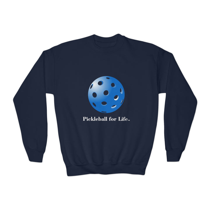 Pickleball for Life-Blue Youth Crewneck Sweatshirt - Great Pickleball Stuff