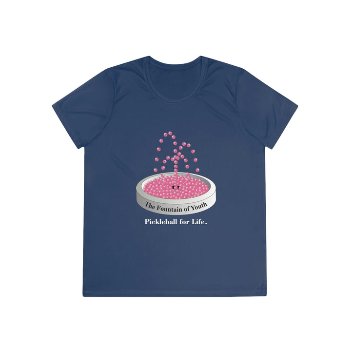 The Pickleball Fountain-Pink Women's Moisture-Wicking T-Shirt - Great Pickleball Stuff